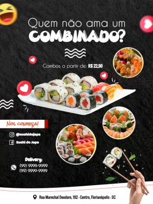 Flyer de Sushi e Combinados para Editar Online