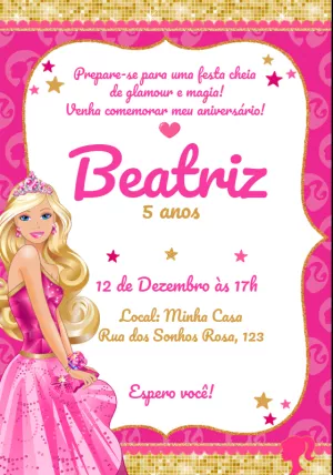Invitación de cumpleaños Barbie – Estático – Adriana Lima