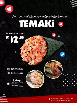 Flyer de Promoção de Sushi e Temaki para Editar Online