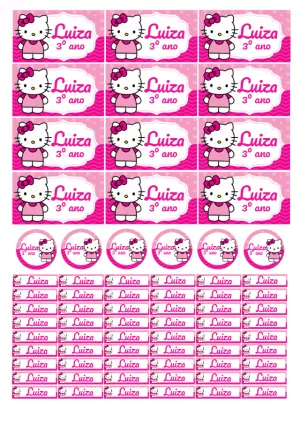 Etiqueta Escolar Hello Kitty Editável para Imprimir