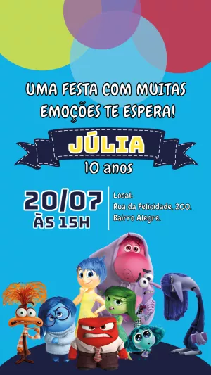 Convite Aniversário Divertida Mente 2 para Editar Online