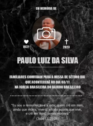 Convite Missa de Sétimo Dia com Foto para Editar Online