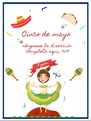 Invitación Fiesta Cinco de Mayo con elementos mexicanos para Editar