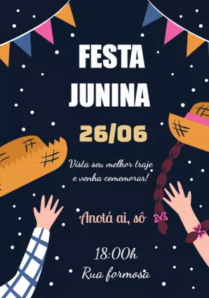 Convite de Aniversário Festa Junina para Editar Online