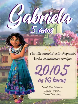 Convite de Aniversário Encanto com Mirabel para Editar Online
