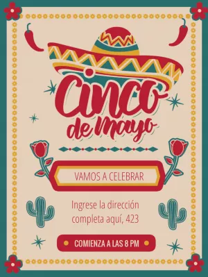 Invitación de Cinco de Mayo con Sombrero para Editar Online