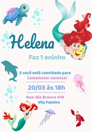 Invitación de cumpleaños La Sirenita – Estático – Marielson