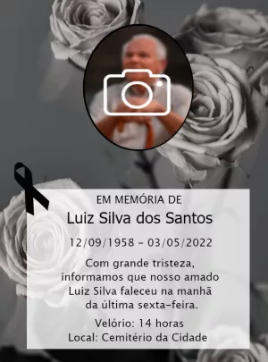 Convite de Velório com Foto para Editar Online