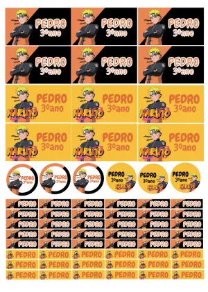 Kit de Etiquetas Escolares Naruto para Editar e Imprimir