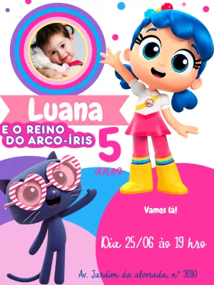 Convite Aniversário Vera e o Reino do Arco-Íris para Editar