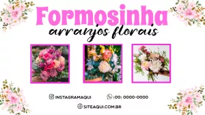 Cartão de Visita Floral com Arranjos para Editar Online