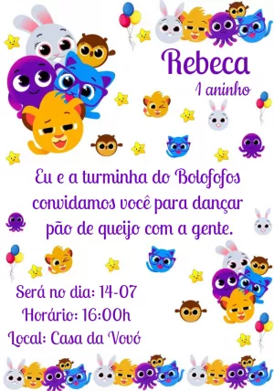 Convite de Aniversário Bolofofos com Personagens para Editar