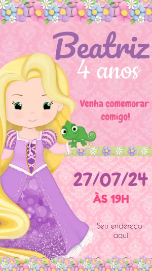 Invito di compleanno Rapunzel – Statico – MR Produções