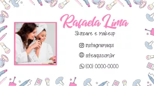 Cartão de Visita Maquiagem e Skincare para Editar e Imprimir