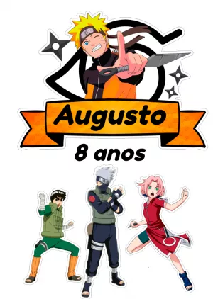 Topo de Bolo Naruto com Personagens para Editar Online