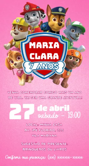 Invito di compleanno Paw Patrol – Statico – ig: @illustragio