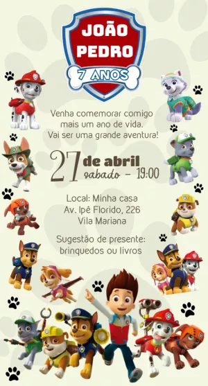 Invito di compleanno Paw Patrol – Statico – ig: @illustragio