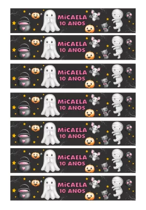 Rótulo Halloween com Personagens Fofos para Editar Online
