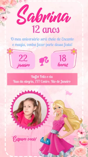 Invitación de cumpleaños Barbie – Estático – Felicity Artes
