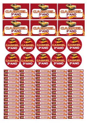 Kit de Etiquetas Escolares Hot Wheels para Editar e Imprimir
