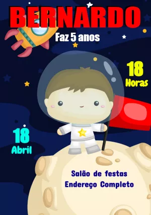 Invito di compleanno Astronauta – Statico – Montando a Sua Festa Oficial