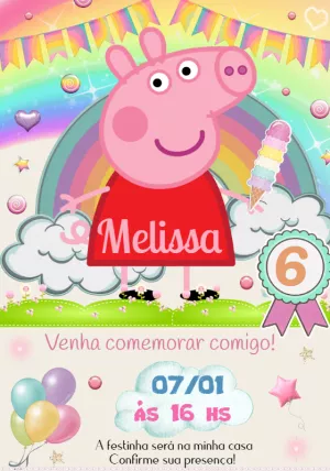 Convite de Aniversário Peppa Pig para Editar Online