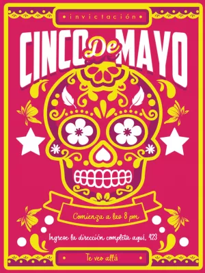 Invitación de Cinco de Mayo con Calavera para Editar Online