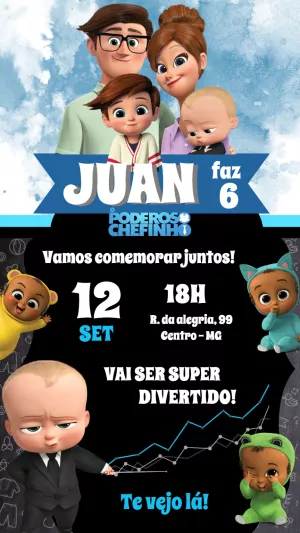 Convite Aniversário Poderoso Chefinho para Editar Online