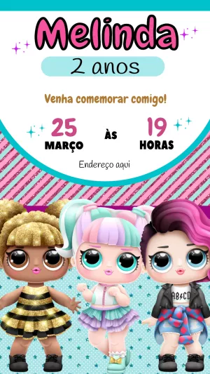 Convite de Aniversário LOL Surprise com Bonecas para Editar