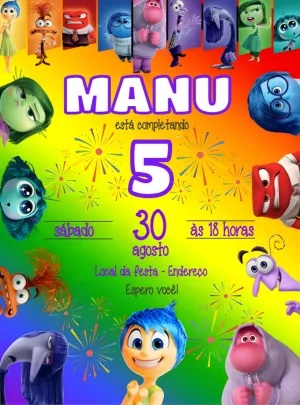 Convite de Aniversário Divertida Mente 2 para Editar Online
