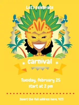 Colorful Carnival Party Invitation with Mask to Edit Online