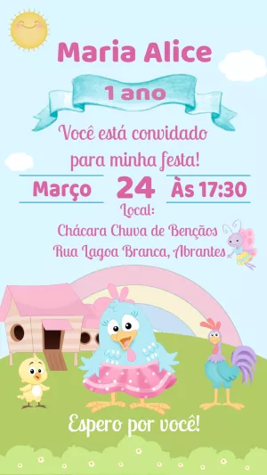 Convite Aniversário Galinha Pintadinha Candy para Editar Online