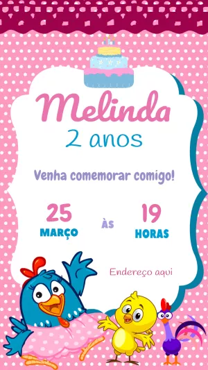 Convite Aniversário Galinha Pintadinha para Editar Online