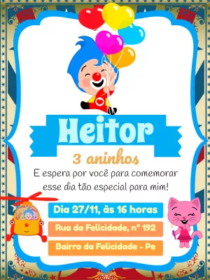 Convite de Aniversário Plim Plim para Editar e Imprimir Online