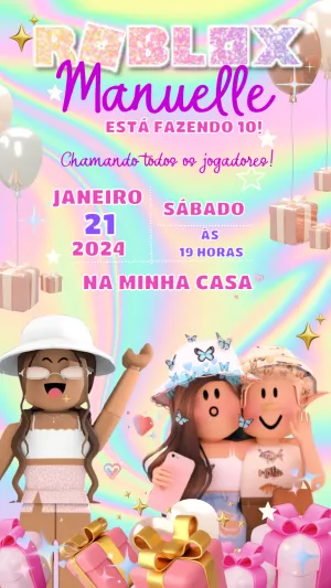 Convite de Aniversário Roblox Menina para Editar Online
