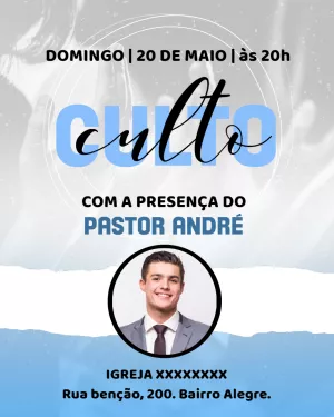 Convite para Culto com Foto para Editar Online