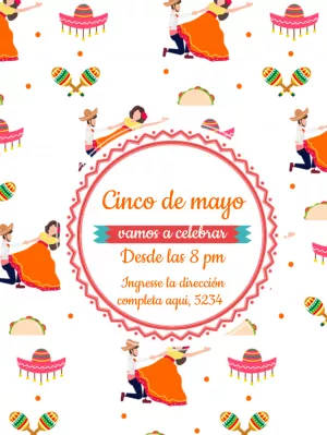 Invitación de Cinco de Mayo con Bailarines para Editar Online