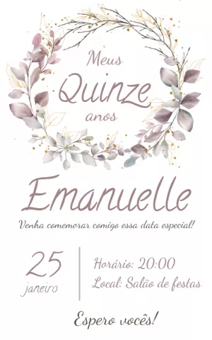 Convite de 15 Anos Floral Delicado para Editar e Imprimir