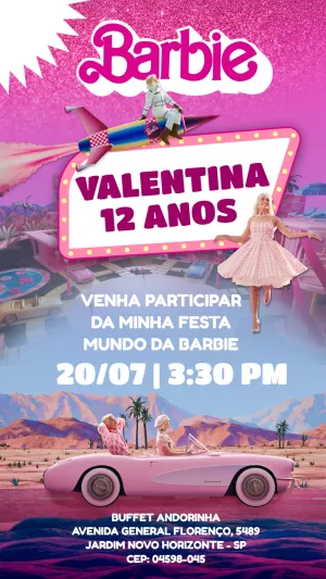 Invitación de cumpleaños Barbie – Estático – Misael Dias