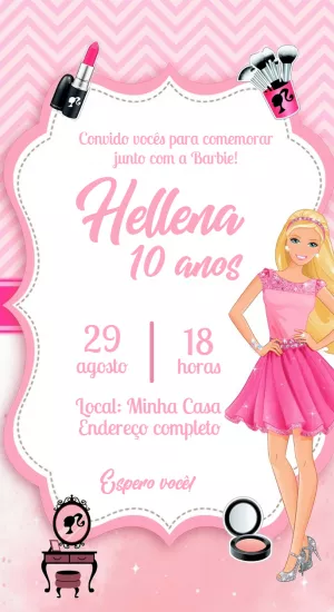 Invitación de cumpleaños Barbie – Estático – Decore Arte