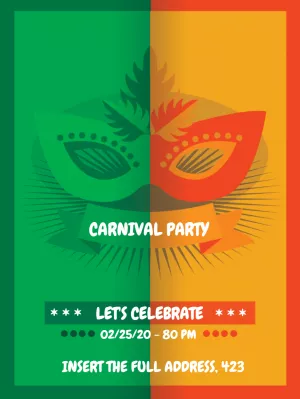 Editable Carnival Party Invitation with Festive Mask Design