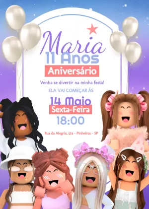 Invitación de cumpleaños Roblox – Estático – Myanne Figueiredo