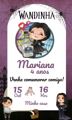 Invito di compleanno Mercoledì – Statico – Convites Personalizados