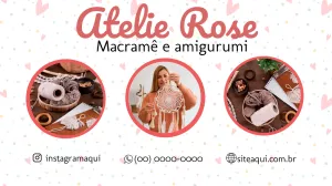 Cartão de Visita Macramê e Amigurumi Editável Online