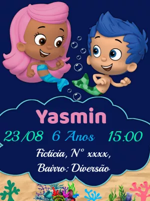 Convite de Aniversário Bubble Guppies para Editar Online