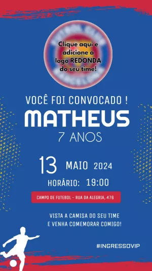 Convite de Aniversário Futebol com Logo do Time para Editar