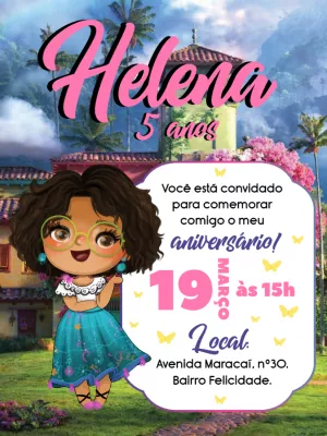 Convite de Aniversário Encanto com Mirabel para Editar Online