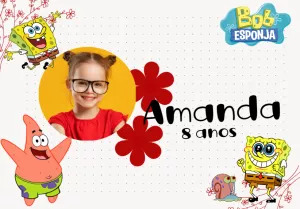 Convite de Aniversário Bob Esponja com Foto para Editar Online