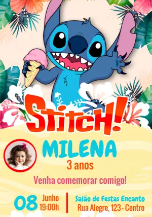 Stitch Birthday Invitation – Static – Convites e Artes Digitais