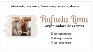 Cartão de Visita Organizadora de Eventos para Editar Online